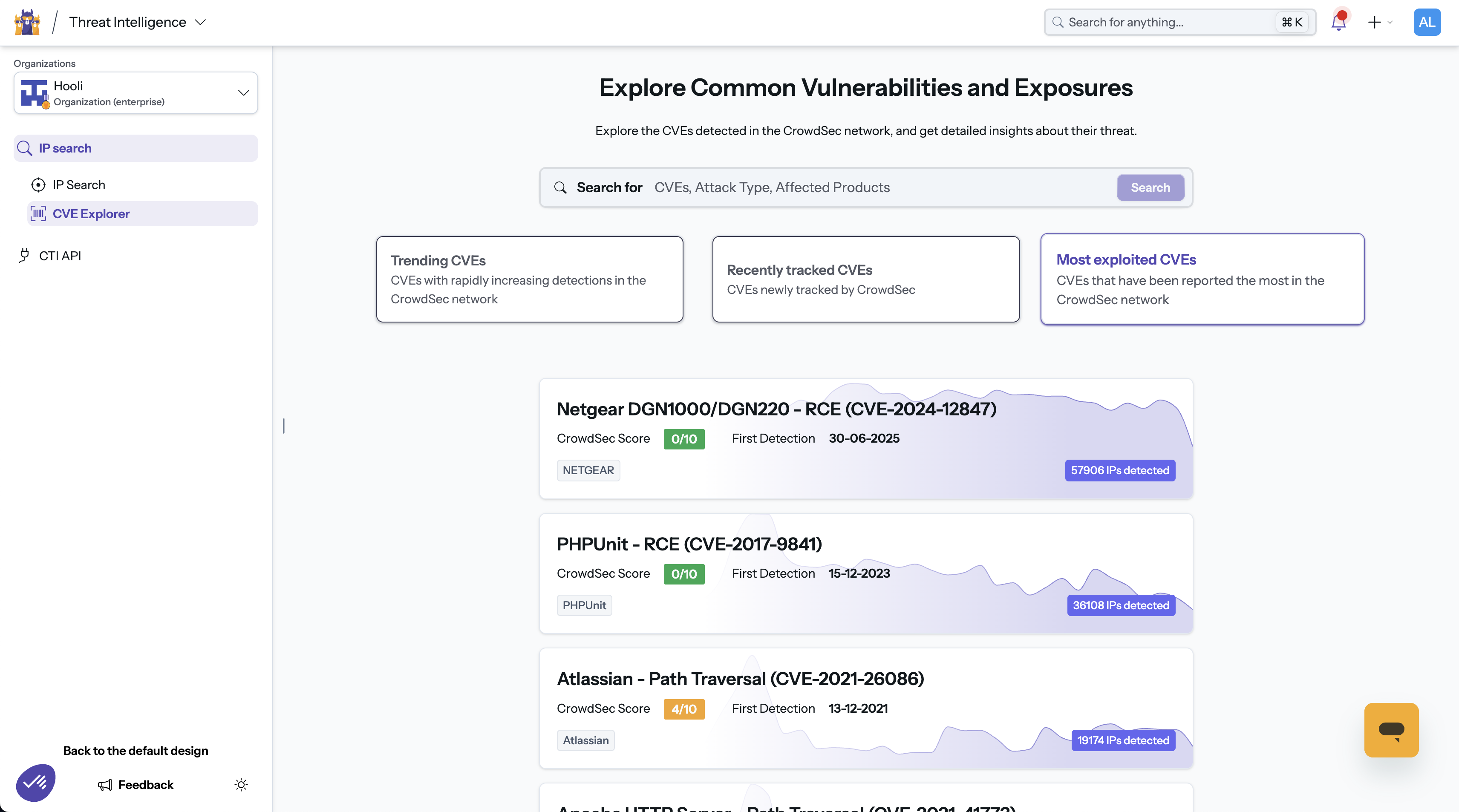Screenshot — CVE Explorer home
